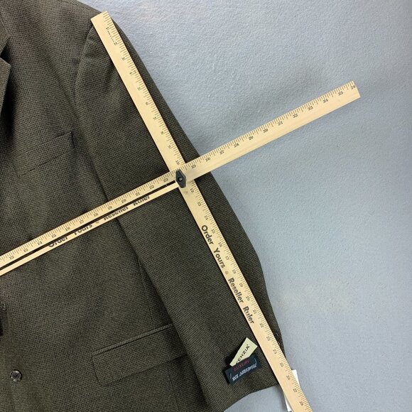 Fenzia Sport Coat Mens 44 Long Lambs Wool 3 Button Closure Blazer Checkered - Picture 13 of 16